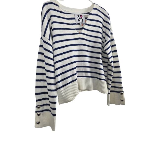 Kerri Rosenthal XOKR Striped Next Smile's On You Sweater Women’s S Embroidered - Picture 3 of 6
